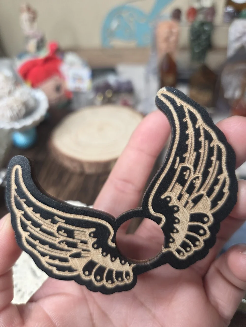 Wooden sphere holder ( Angel Wings)  Fits Up 2 In Sphere